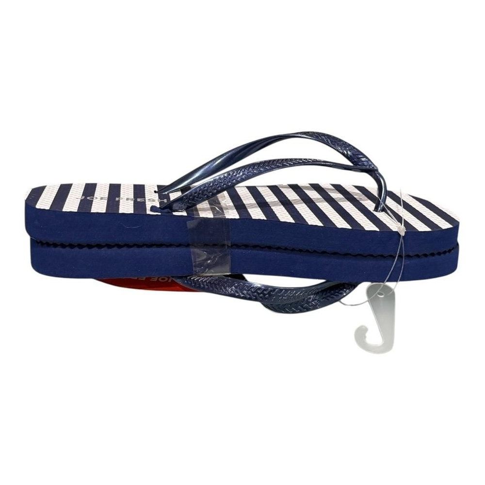 Joe Fresh Flip Flop Sandals Womens Size 6 Blue Stripe Beach Summer Shoes Casual